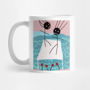 Kids on Trampoline Stick Figure Mug